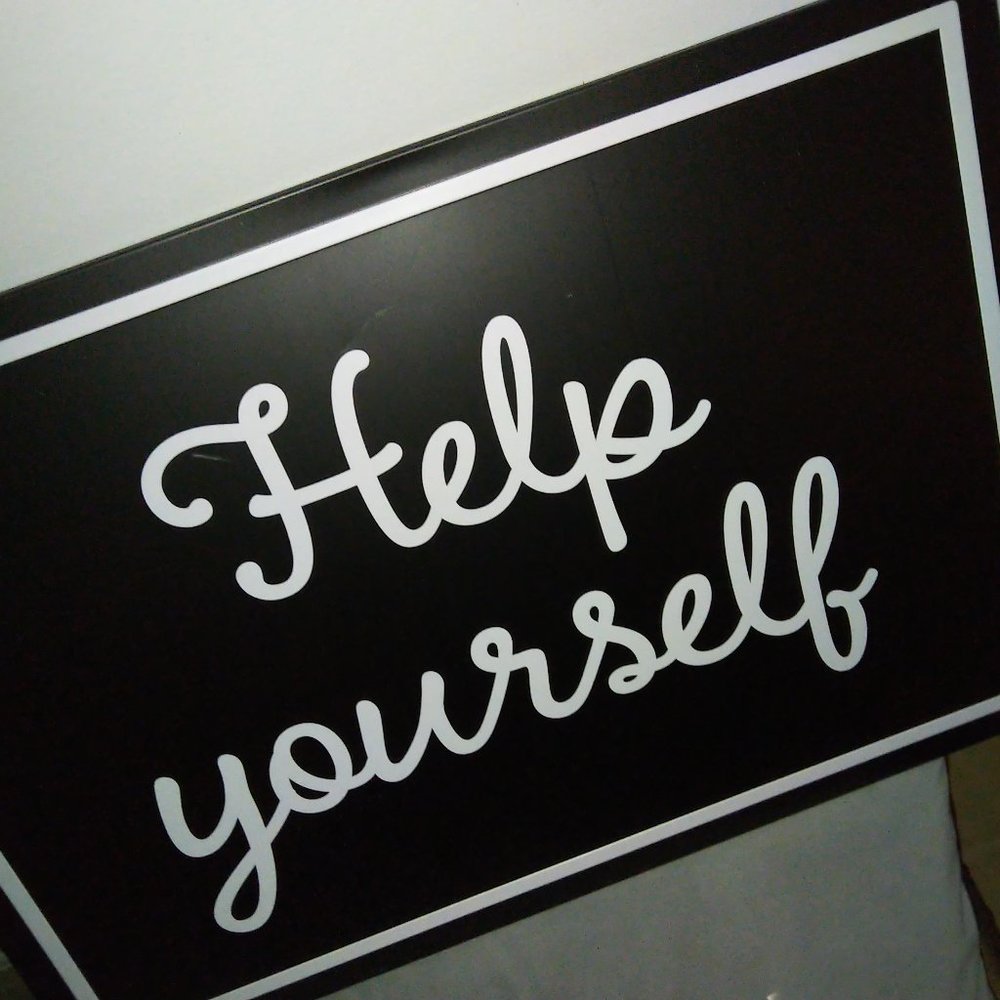 Metal HELP Yourself sign buffets parties chalkboard style